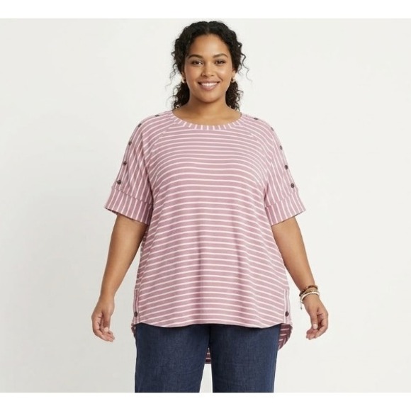 Jane and Delancey Tops - Jane and Delancey Top sz 2X Striped Button Accents Stretch Comfy Relaxed Casual